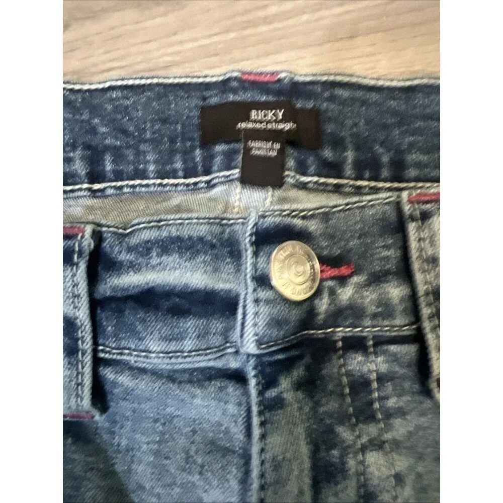 True Religion Mens Ricky Relaxed Straight Light Blue Wash Jeans Size 32 x 33